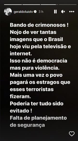 Geraldo Luís se revoltou com ataque terrorista (Foto: Reprodução)