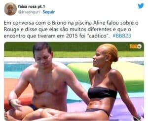BBB23 - Aline escancara tensões na amizade após turnê caótica no Rouge: "Abalou" (Foto: Reprodução / Twitter) BBB23 - Aline escancara tensões na amizade após turnê caótica no Rouge: "Abalou" (Foto: Reprodução / Twitter)