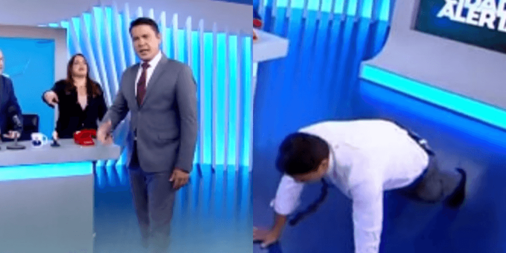Âncora do Balanço Geral vai ao chão no estúdio e Record fecha programa na cara dele