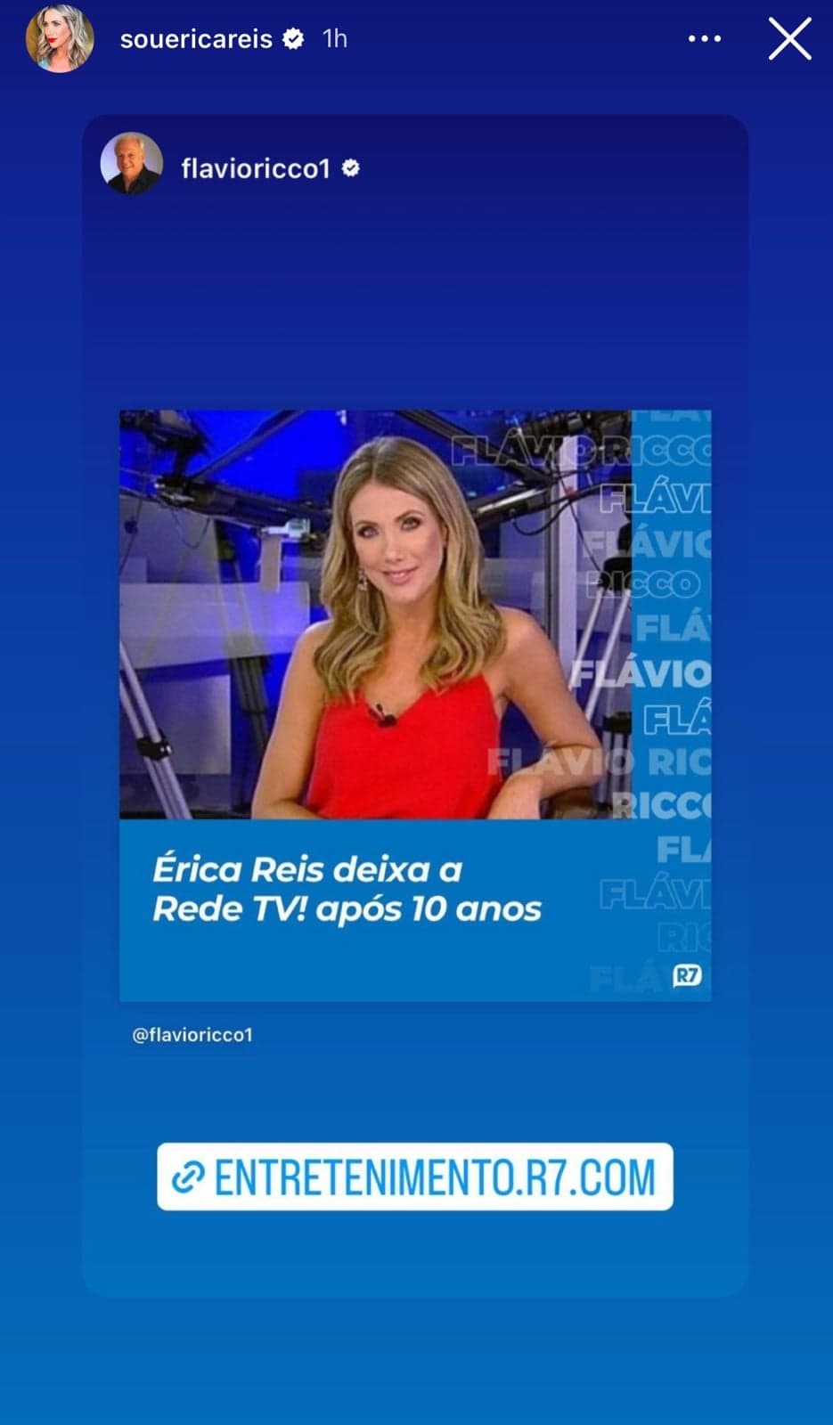 Após uma década dedicada a RedeTV!, Érica Reis pede demissão e faz desabafo sobre decisão tomada - Foto Reprodução