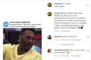 BBB23 - Fred Nicácio diz que Bruno é feio, destoa de todos os participantes e acaba detonado (Foto: Reprodução / Instagram)