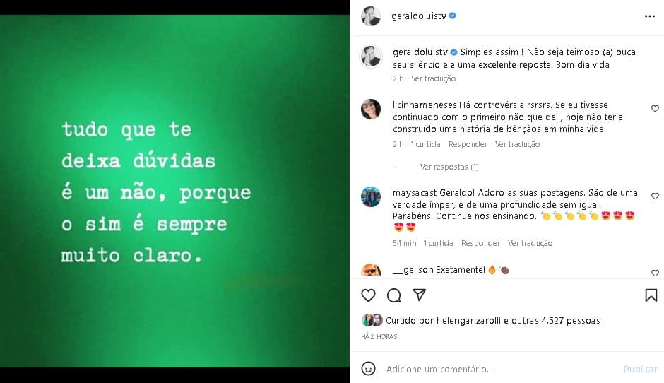 Geraldo Luís surpreendeu ao deixar um recado especial 