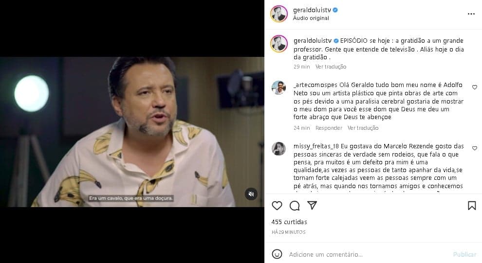 Geraldo Luís falou de Marcelo Rezende
