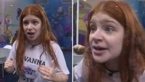 A empresária Giovanna Leão se exalta após fã receber ameaça por defendê-la: "Quebro o vidro" (Foto: Reprodução / Globoplay) A empresária Giovanna Leão se exalta após fã receber ameaça por defendê-la: "Quebro o vidro" (Foto: Reprodução / Globoplay)