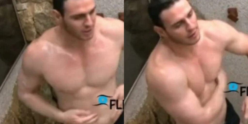 Gustavo "Cowboy", abaixa cueca durante o banho, se descuida e acaba mostrando o p*nis