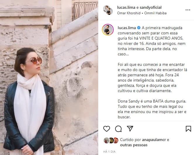 Lucas Lima se declarou para Sandy no aniversário de 40 anos dela e fez uma linda homenagem (Foto: Reprodução|) Lucas Lima se declarou para Sandy no aniversário de 40 anos dela e fez uma linda homenagem (Foto: Reprodução|)