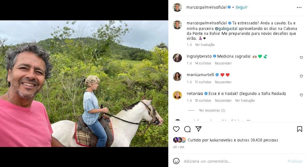 Marcos Palmeira ao lado da esposa (Foto: Reprodução/ Instagram)