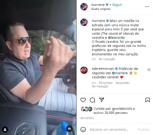 Marrone, da dupla com Bruno, fez uma citação ao irmão morto de Leonardo (Foto: Reprodução)
