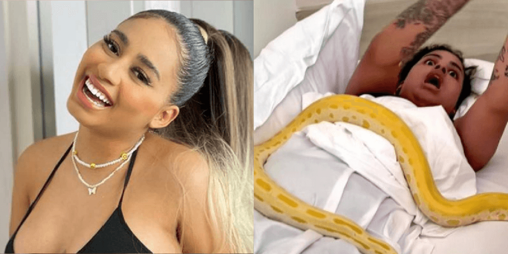 MC Loma acorda com cobra em cima da cama, fica desesperada e expõe: “Passando mal”