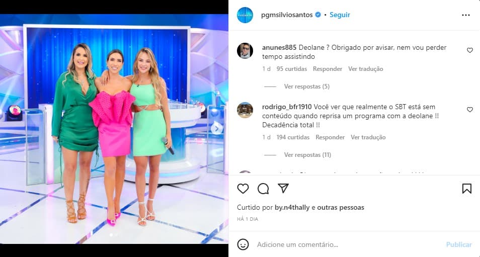 Programa Silvio Santos é massacrado por escolha de Deolane (Foto: Reprodução)