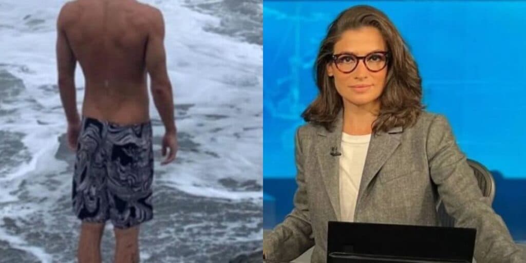 Tatuado, musculoso e com bigode: filho novinho de Renata Vasconcellos é um galã e beleza dele choca