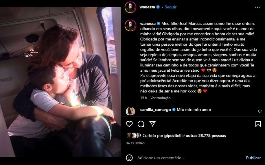 Wanessa Camargo se declara ao filho - Foto: Reprodução