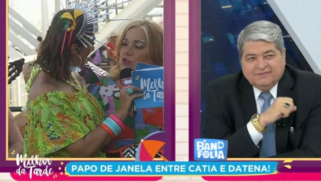 Datena vê Cátia fora do estúdio da Band, dá resposta afiada e dispara: “Engana trouxa”