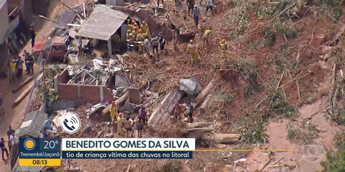 Ainda são 36 o número de desaparecidos no litoral norte de São Paulo (Reprodução: Bom Dia SP/ Globo)