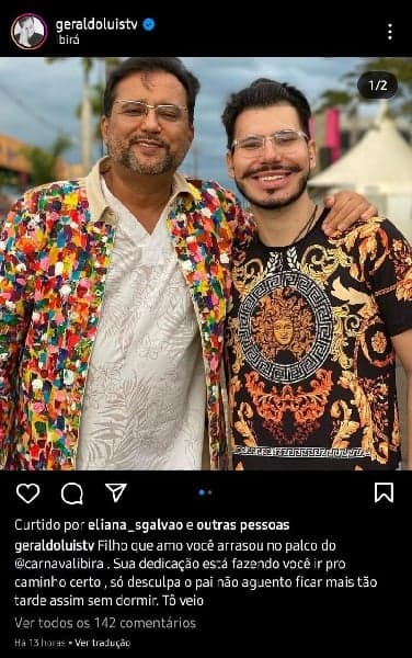 Publicação de Geraldo Luís (Foto: Reprodução/ Instagram)