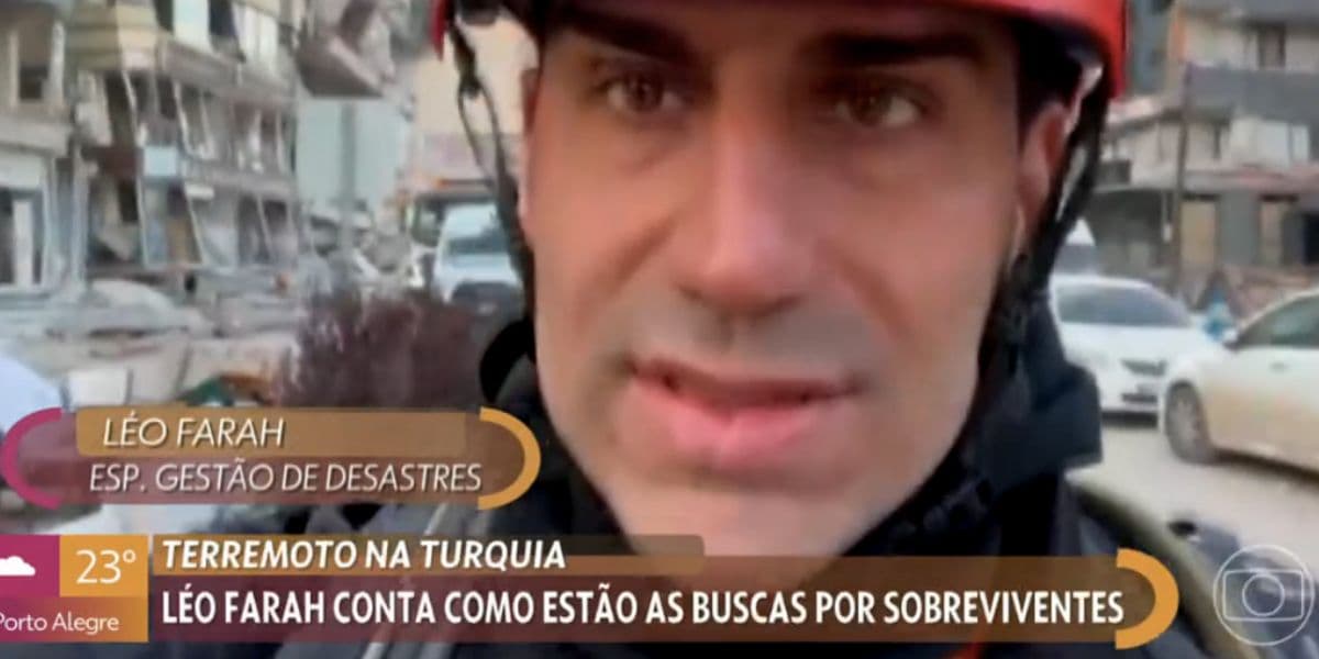 Léo Farah fala sobre resgate na Turquia após terremoto (Foto: Reprodução / Encontro da Globo) Léo Farah fala sobre resgate na Turquia após terremoto (Foto: Reprodução / Encontro da Globo)