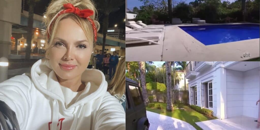 Claraboia, escultura gigante e rodeada por verde: a linda mansão de Eliana é a mais absurda