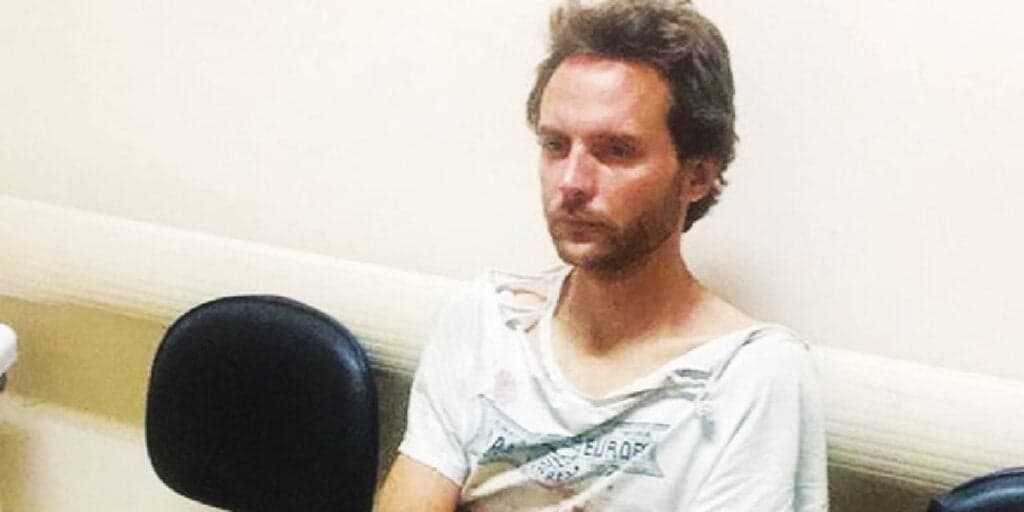 Andreas no ano de 2017, após ser internado em clínica psiquiátrica (Foto: Reprodução)