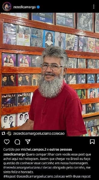 Publicação de Zezé (Foto: Reprodução/ Instagram)