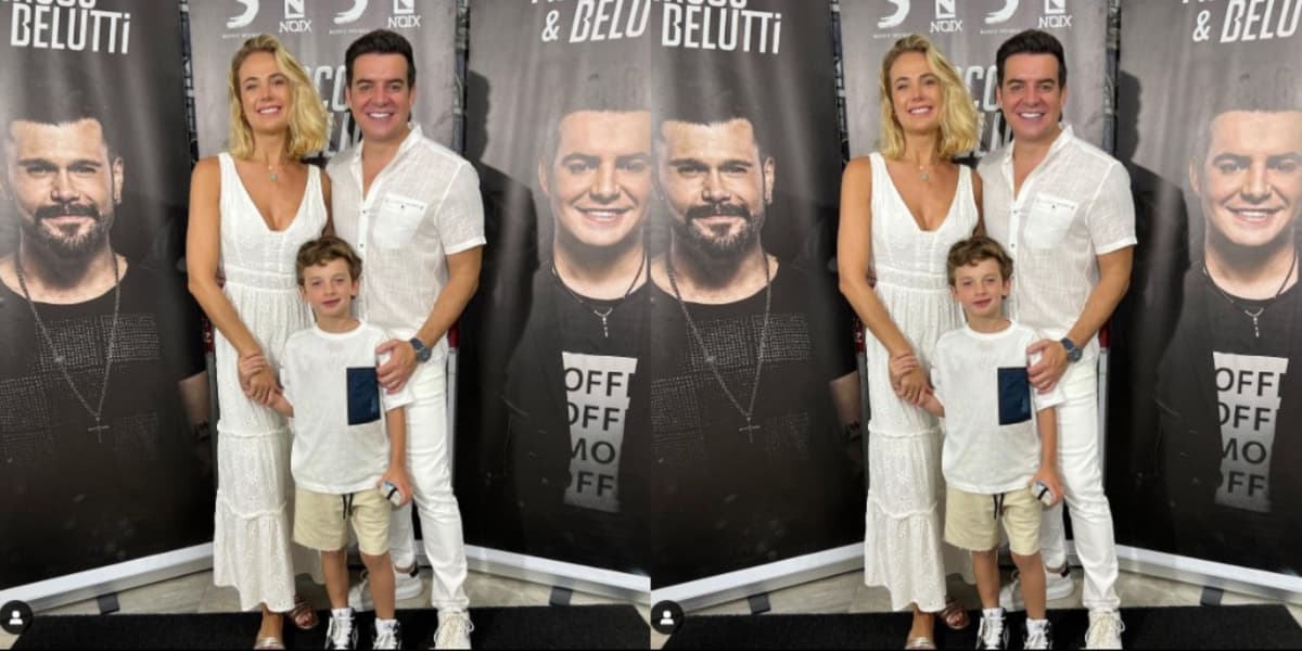 O cantor Belutti ao lado da esposa e do filho do casal - Foto: Reprodução/Instagram