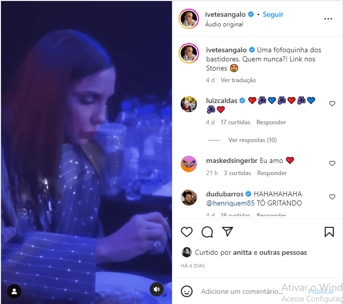 Ivete Sangalo surgiu comando prato de macarronada nos bastidores do 'The Masked Singer' na Globo (Foto: instagram) Ivete Sangalo surgiu comando prato de macarronada nos bastidores do 'The Masked Singer' na Globo (Foto: instagram)