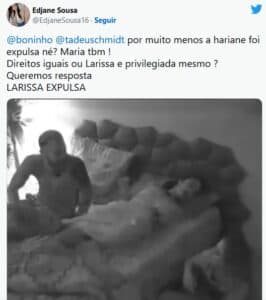 Expulsão a qualquer momento: Larissa pode ser tirada do BBB23, após agressão em Bruna Griphão (Foto: Reprodução / Twitter) Expulsão a qualquer momento: Larissa pode ser tirada do BBB23, após agressão em Bruna Griphão (Foto: Reprodução / Twitter)