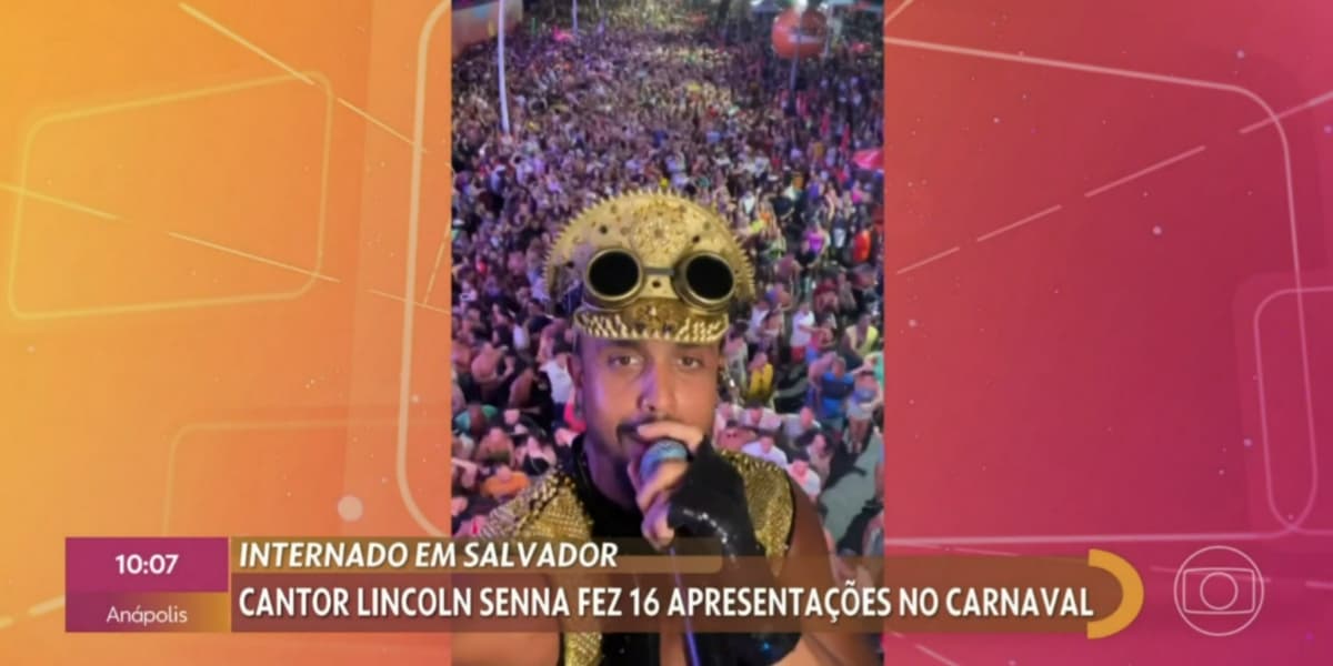 Lincoln Senna está internado na UTI após maratona de Carnaval (Foto: Reprodução/TV Globo) Lincoln Senna está internado na UTI após maratona de Carnaval (Foto: Reprodução/TV Globo)