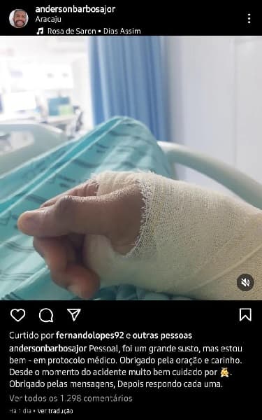 Publicação de Anderson Barbosa, repórter da Globo (Foto: Divulgação/ Instagram)