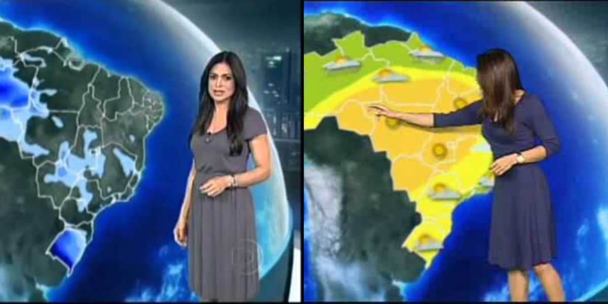 Rosana Jatobá na época que apresentava a previsão do tempo no Jornal Nacional - Foto: Reprodução Rosana Jatobá na época que apresentava a previsão do tempo no Jornal Nacional - Foto: Reprodução