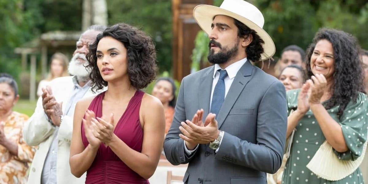 Xaviera e Tertulinho no casamento de José e Candoca em Mar do Sertão