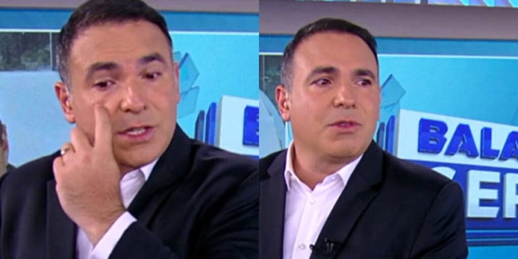 Reinaldo Gottino chora ao vivo na Record ao receber notícia de última hora de jornalista do canal