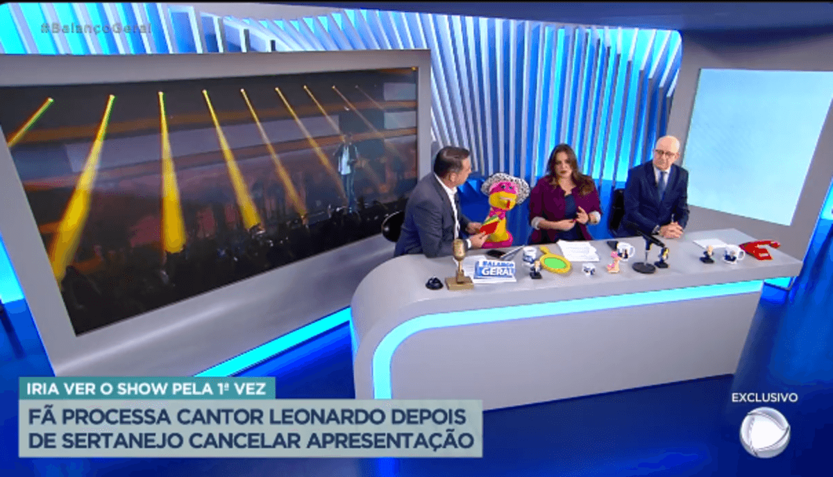Segundo Fabíola Reipert Leonardo está sendo processado por fã após ter show sem aviso prévio cancelado (Foto Reprodução/Internet)