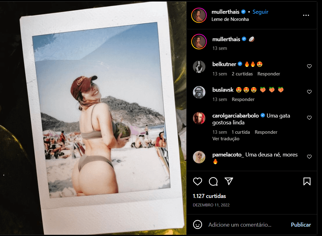 Thais Müller escadalizou a internet com foto ousada mostrando suas belas curvas em um biquíni finíssimo (Foto Reprodução/Instagram)