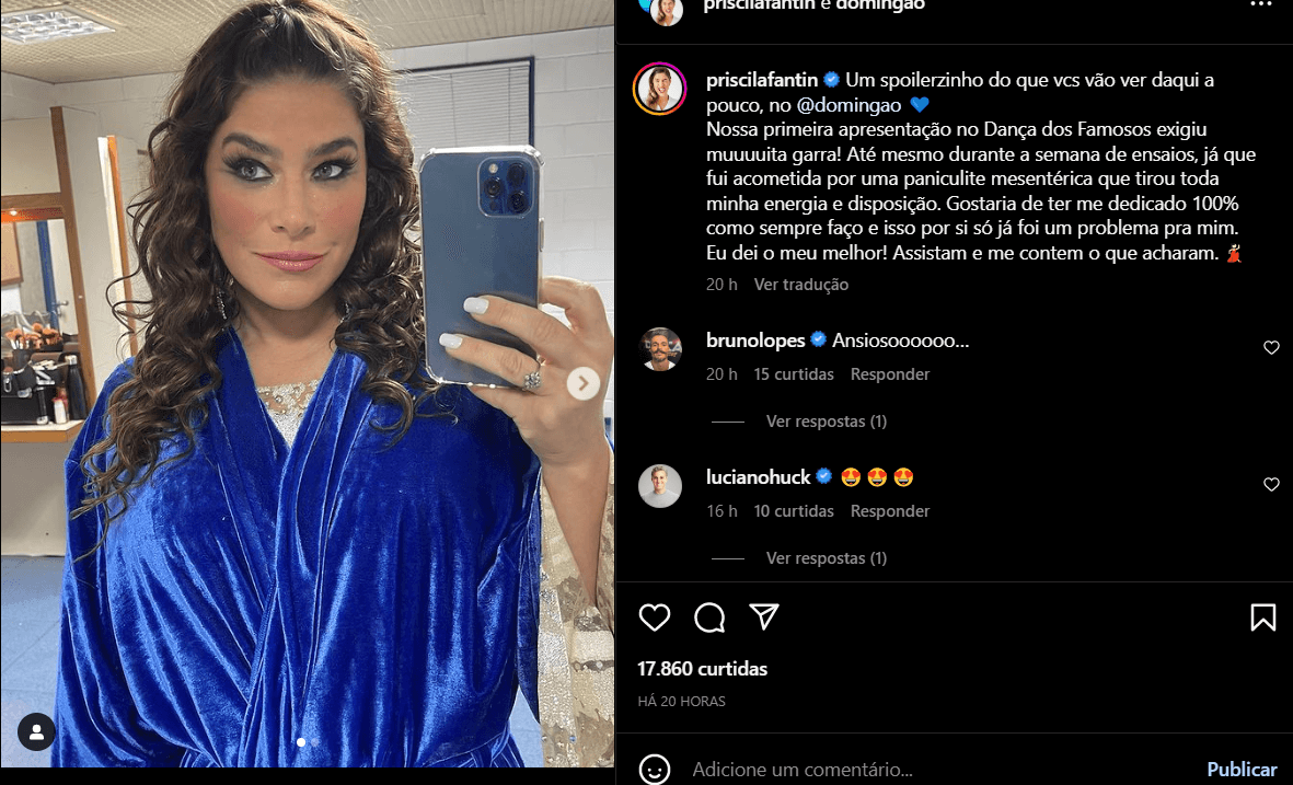 Desabafo feito por Priscila Fantin pelas redes sociais sobre o seu diagnóstico recente (Foto Reprodução/Instagram) Desabafo feito por Priscila Fantin pelas redes sociais sobre o seu diagnóstico recente (Foto Reprodução/Instagram)