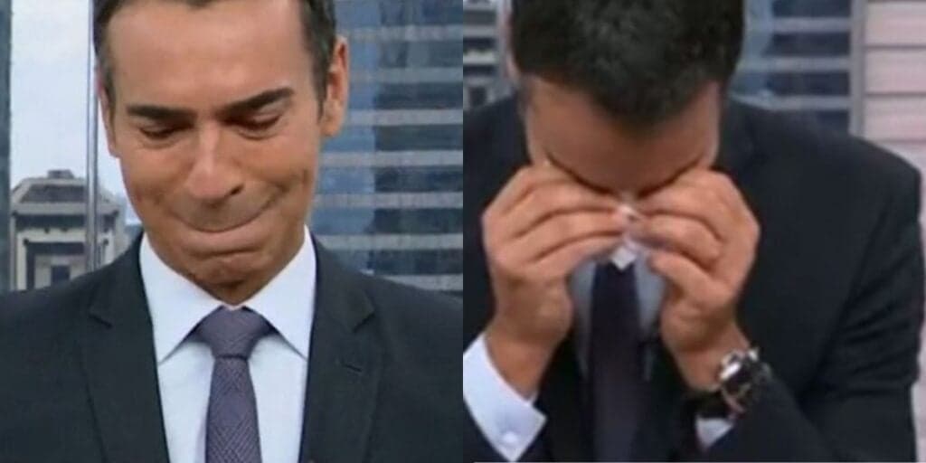 Isto é o que César Tralli falou ao não se aguentar e cair no choro ao vivo na Globo: "Vocês que fazem isso"