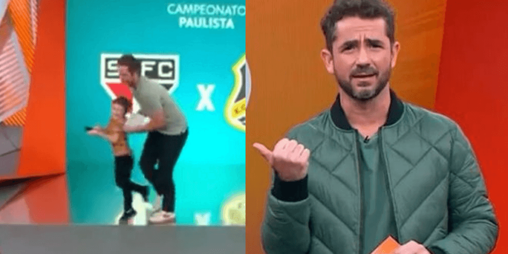 Filho de Felipe Andreoli invade Globo Esporte ao vivo, deixa apresentador desesperado e atitude é exposta