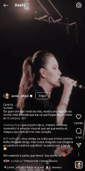 Publicação de Júnior Lima (Foto: Reprodução/ Instagram)