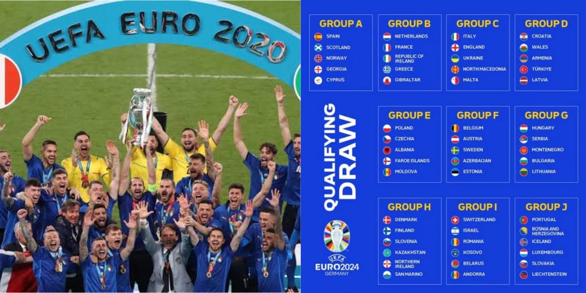 A Itália foi a campeã da última edição, e os grupos do próximo campeonato (Reprodução: Montagem TV Foco) A Itália foi a campeã da última edição, e os grupos do próximo campeonato (Reprodução: Montagem TV Foco)