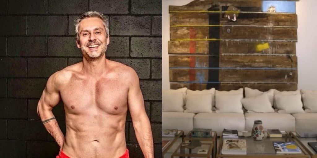 Escadaria de madeira, obras de artes e rústica: A casa simples e modesta de Alexandre Nero