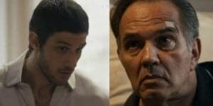 Ari e Guerra em cenas de Travessia (Foto: Reprodução / Globo / Montagem TV Foco) Ari e Guerra em cenas de Travessia (Foto: Reprodução / Globo / Montagem TV Foco)