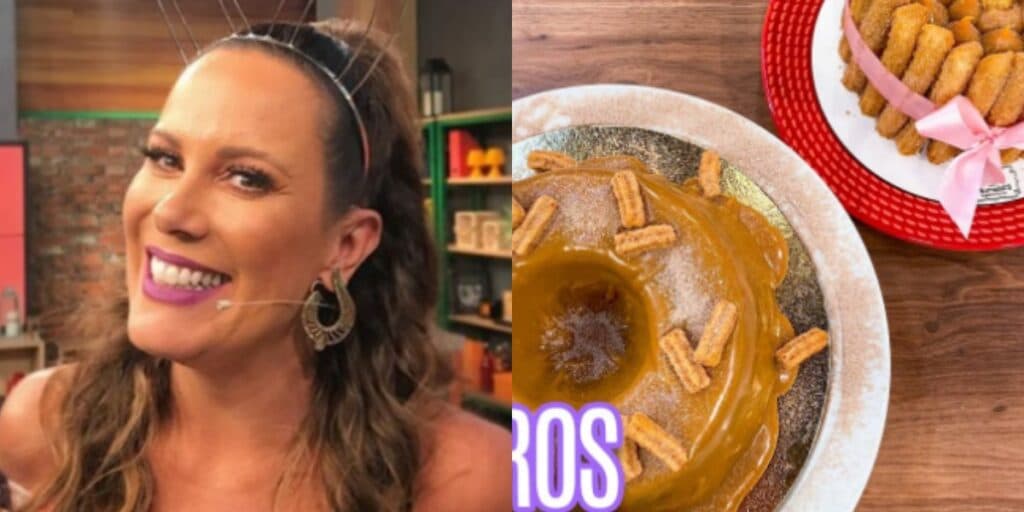 Delicioso bolo de Churros, fácil e prático, que Regina Volpato ensinou no Mulheres