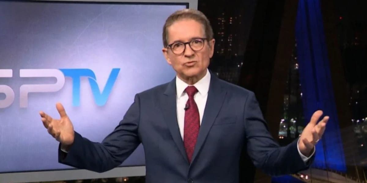 O jornalista no comando do SPTV, onde ficou durante anos (Reprodução: Globo)