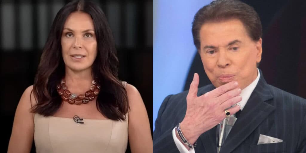 Carolina Ferraz leva notícia a Silvio Santos que faz o dono do baú não ter o que comemorar de jeito algum
