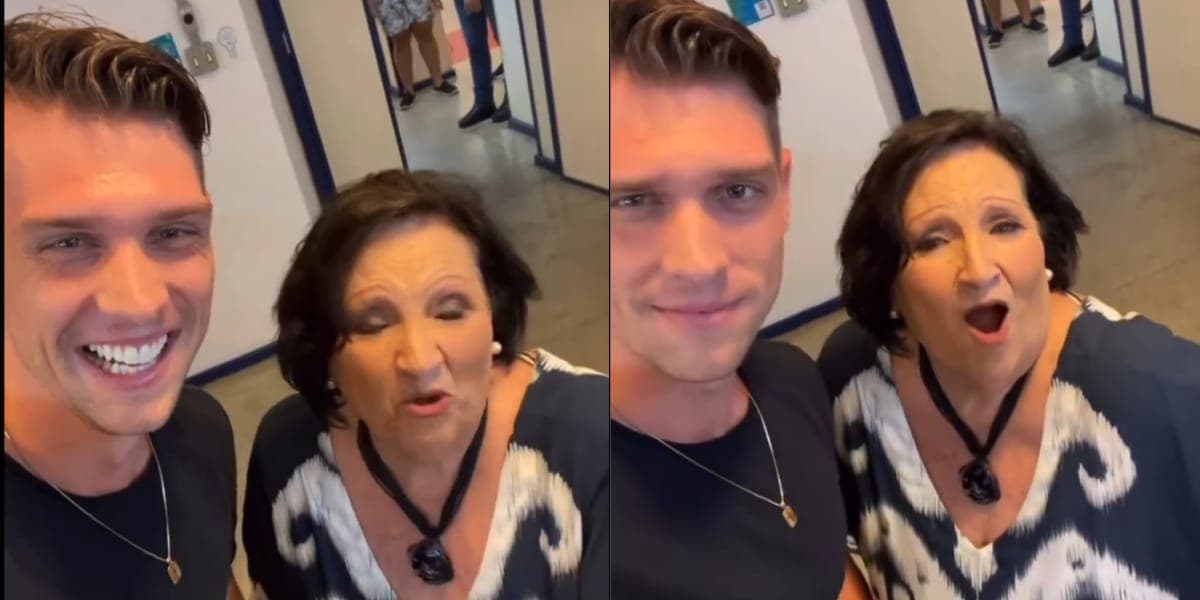 Cristian Vanilla encontrou Dona Déa Lúcia nos bastidores do Domingão (Reprodução: Instagram)