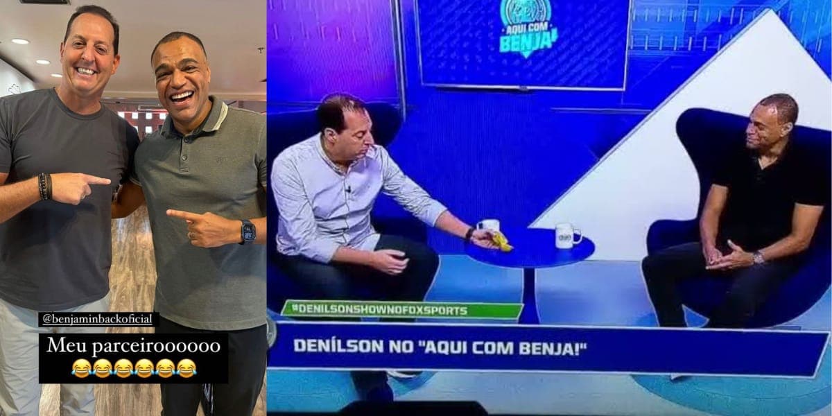Denílson e Benja são grandes amigos (Reprodução: Montagem TV Foco) Denílson e Benja são grandes amigos (Reprodução: Montagem TV Foco)
