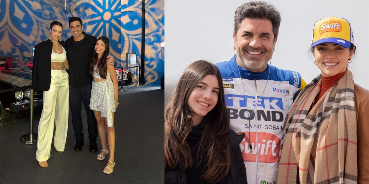 Edu Guedes junto com a namorada, Jaque Ciocci e a filha Maria Eduarda (Reprodução: Instagram)