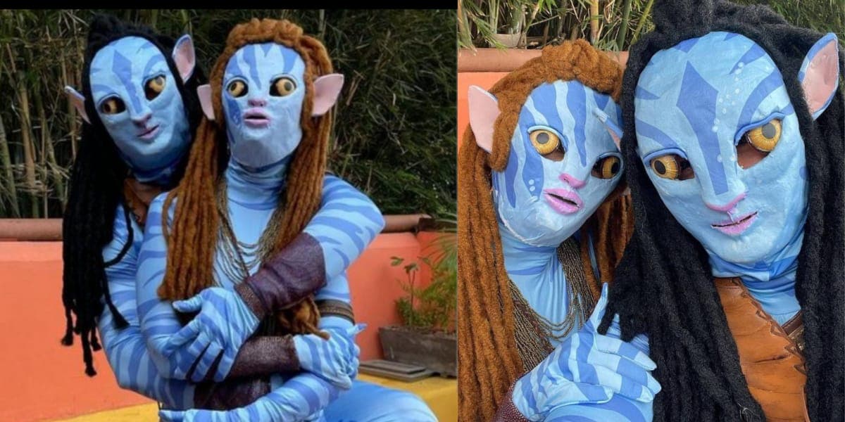 Fátima Bernardes e Túlio Gadêlha vestidos de Avatar no Carnaval (Reprodução: Instagram)