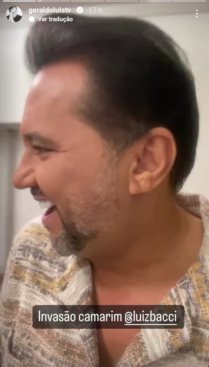Geraldo Luís invadiu o camarim de Luiz Bacci na Record (Foto: Reprodução/ Instagram)