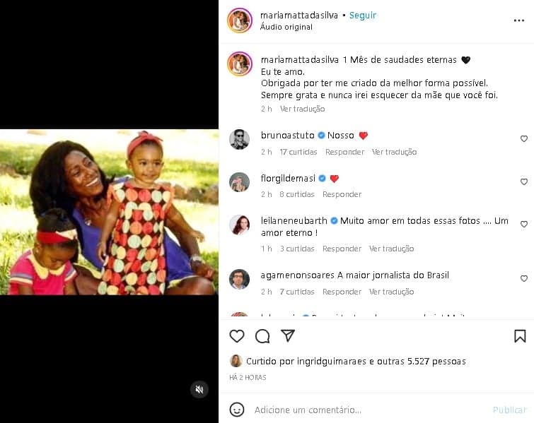 Gloria Maria recebeu homenagem da filha (Foto: Reprodução/ Instagram)