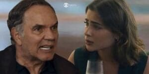 Chiara (Jade Picon) e Guerra (Humberto Martins) em Travessia (Foto: Reprodução / Globo / Montagem TV Foco) Chiara (Jade Picon) e Guerra (Humberto Martins) em Travessia (Foto: Reprodução / Globo / Montagem TV Foco)